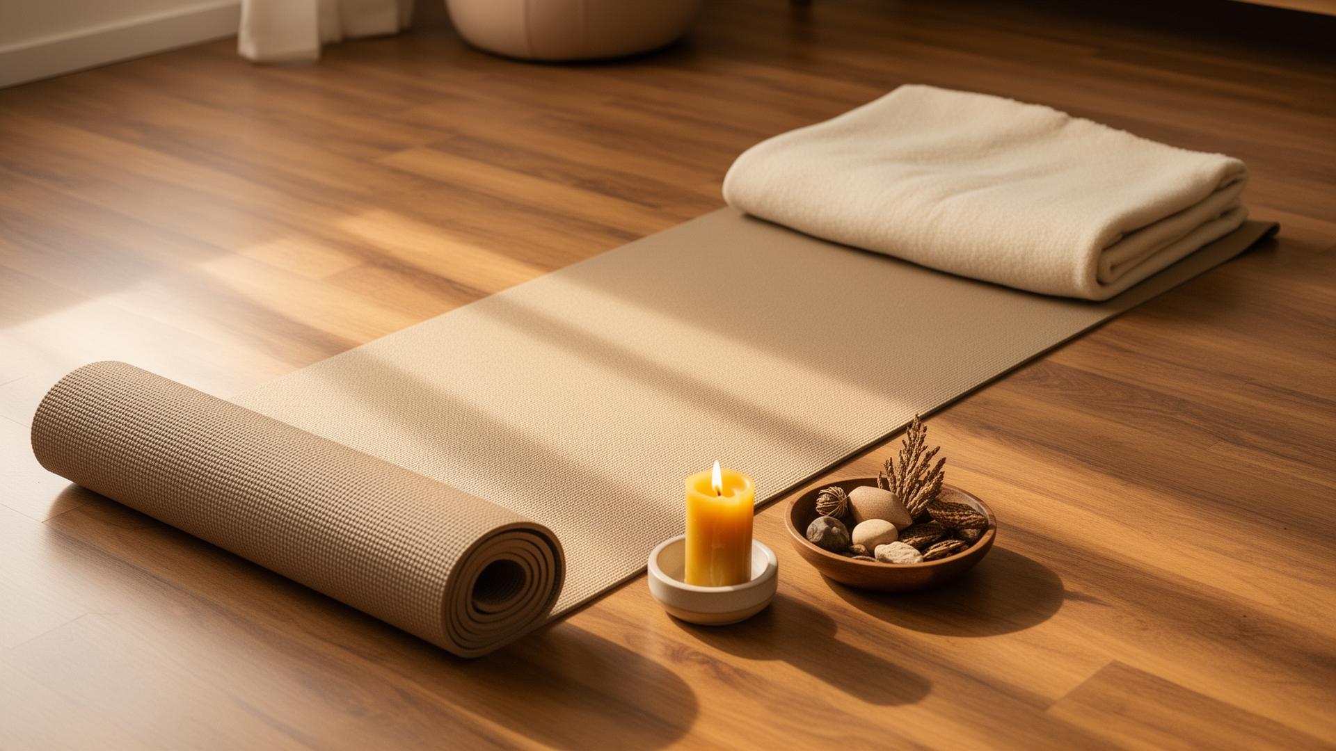 A peaceful meditation cushion in a sunlit corner at home